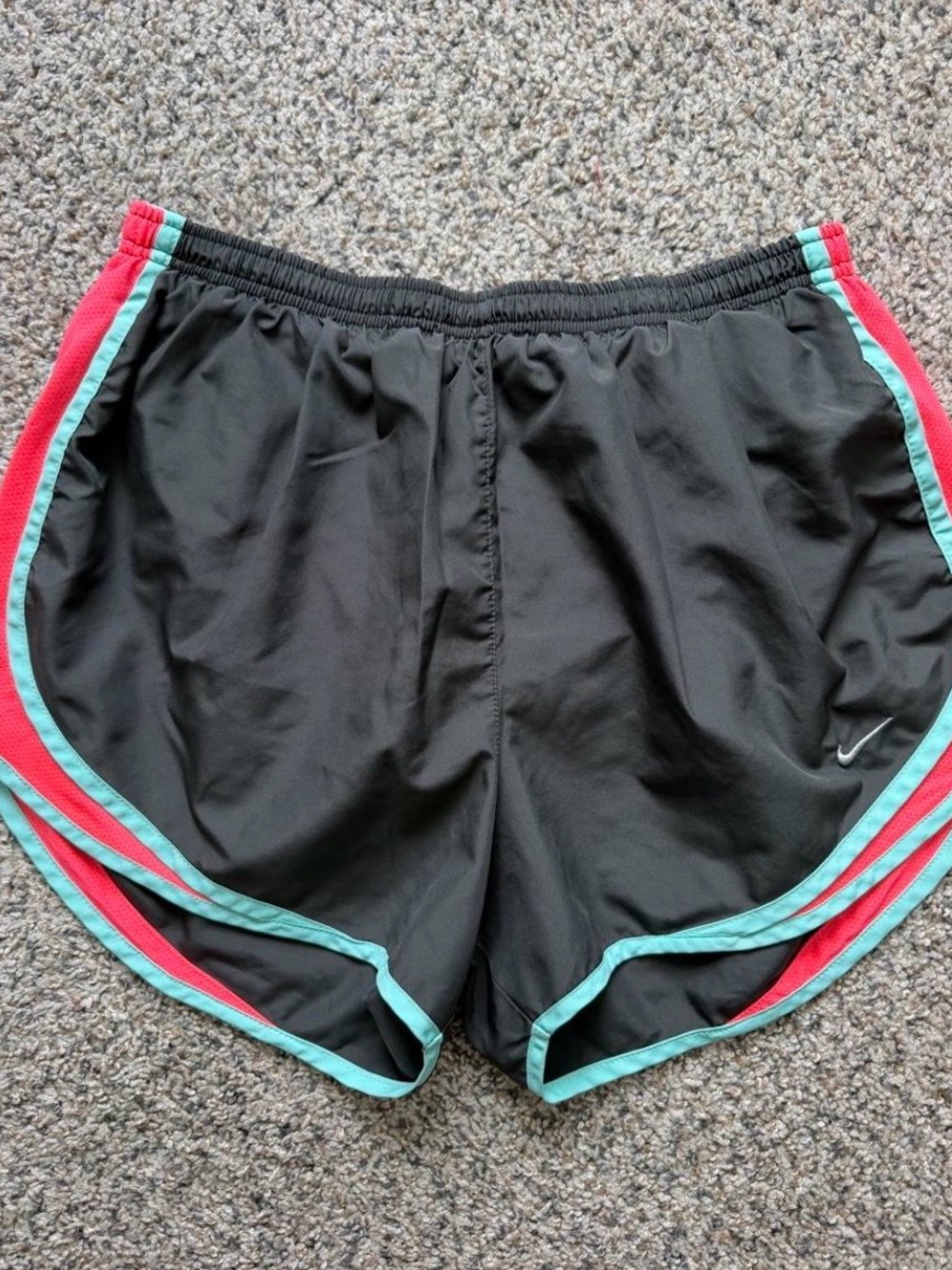 Nike Women’s Black Running Shorts with Teal & Coral Trim size L